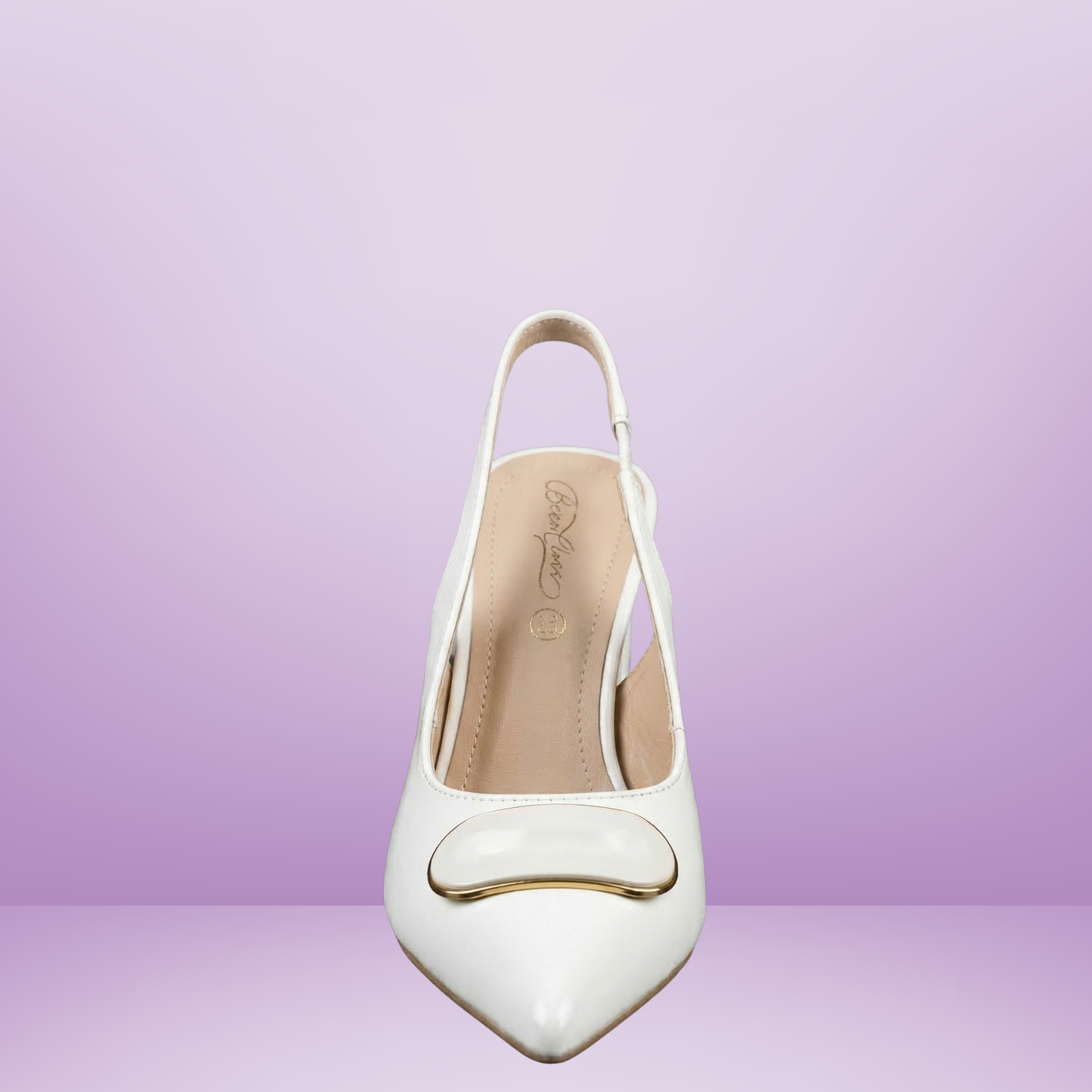 Slingback latte con tacón robusto- Beenclass-20149