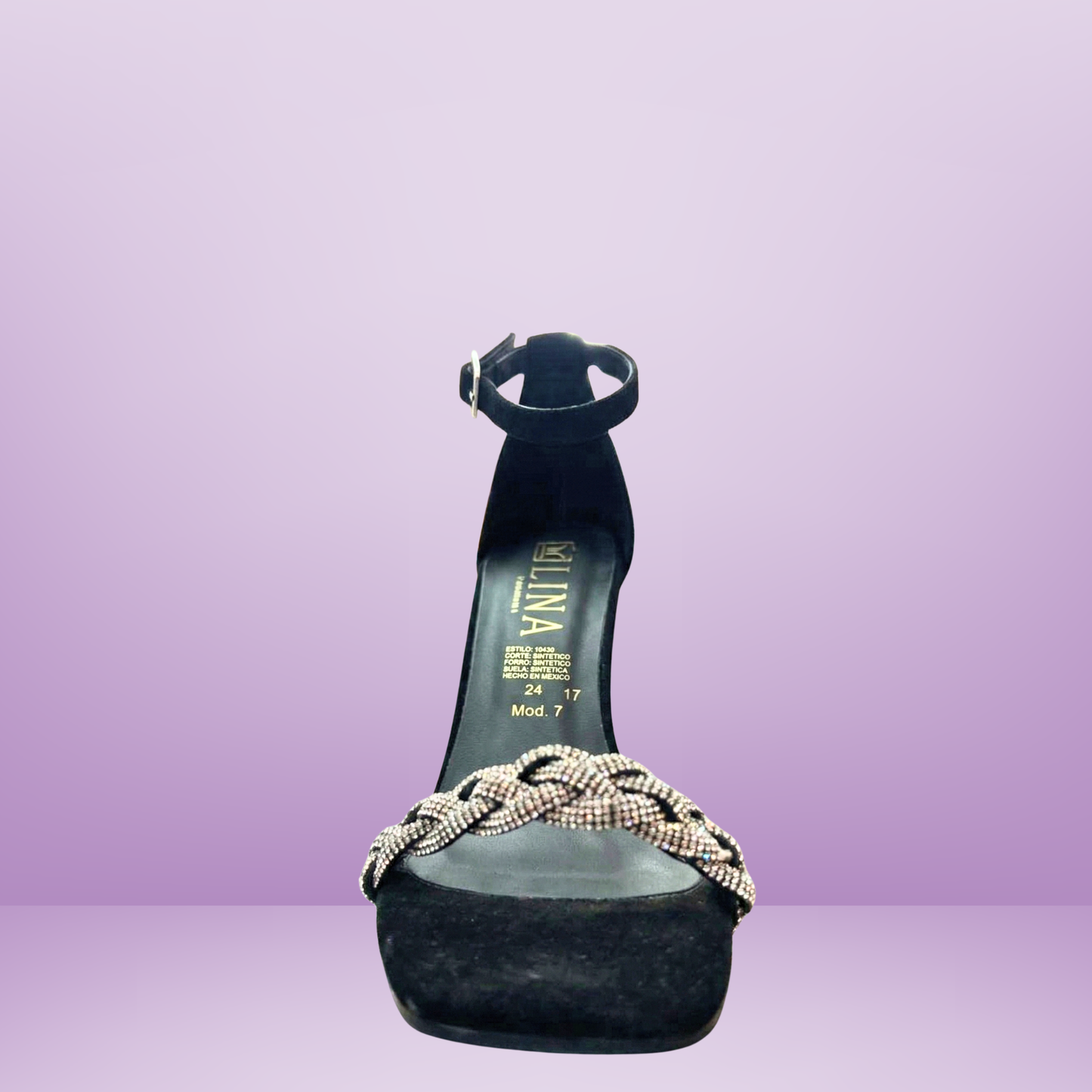 Sandalia de tacón con pulsera al tobillo - Negro duck -Zena 717