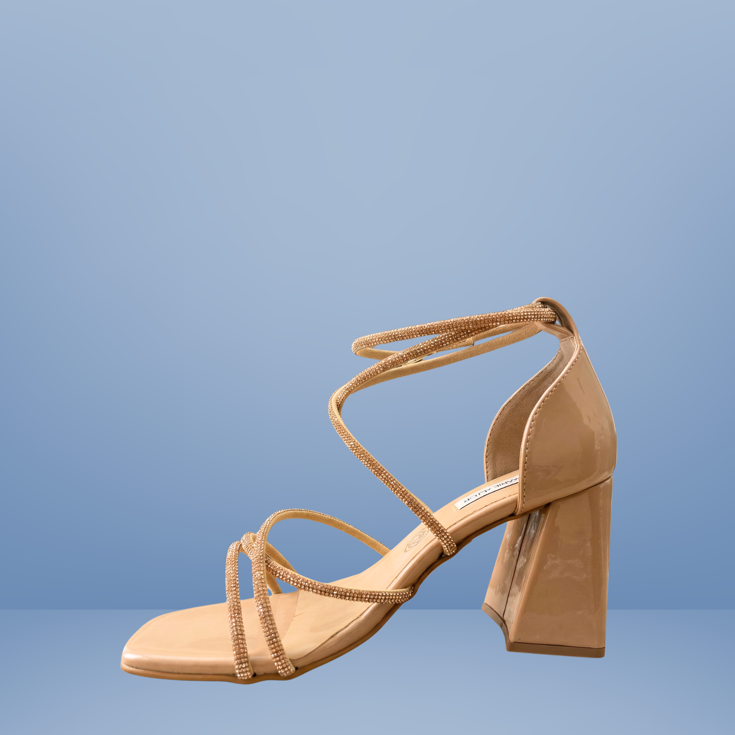 Sandalia de Tacón con Tiras Brillantes y Pulsera al Tobillo - AD8301