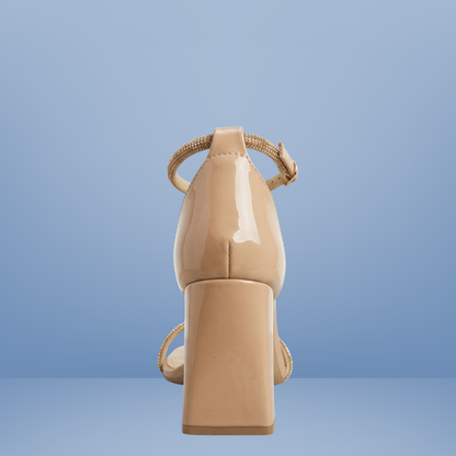 Sandalia de Tacón con Tiras Brillantes y Pulsera al Tobillo - AD8301