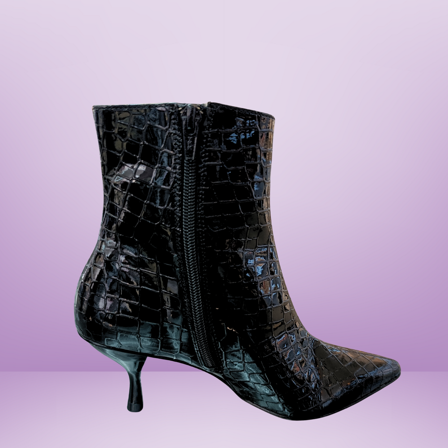 Botin de charol lizard para dama - Negro - 1971683