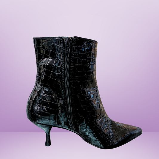 Botin de charol lizard para dama - Negro - 1971683