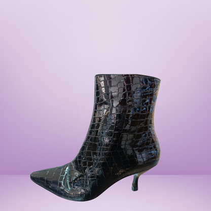 Botin de charol lizard para dama - Negro - 1971683