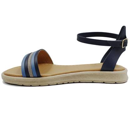 Sandalias Been Class para dama color azul marino - 19021