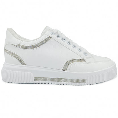 Tenis con pedrería plateada BERLIN para dama - kk778202
