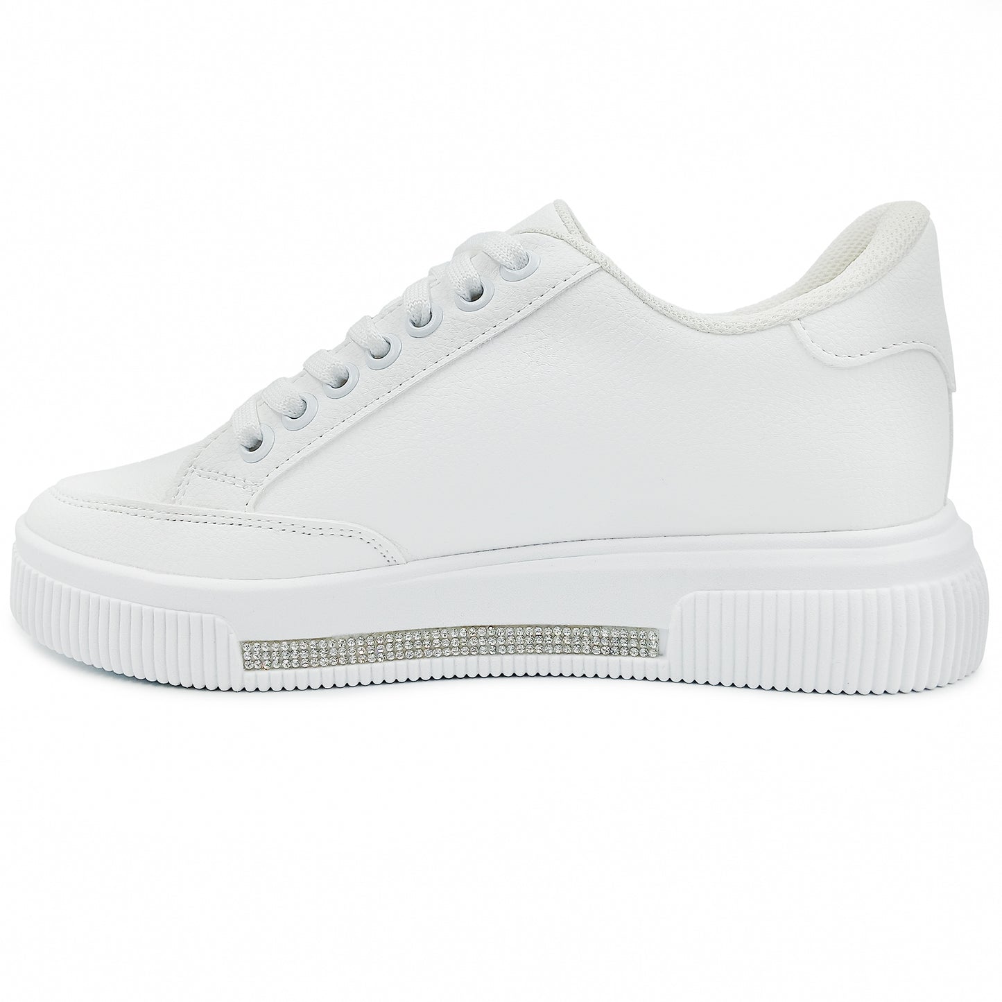 Tenis con pedrería plateada BERLIN para dama - kk778202