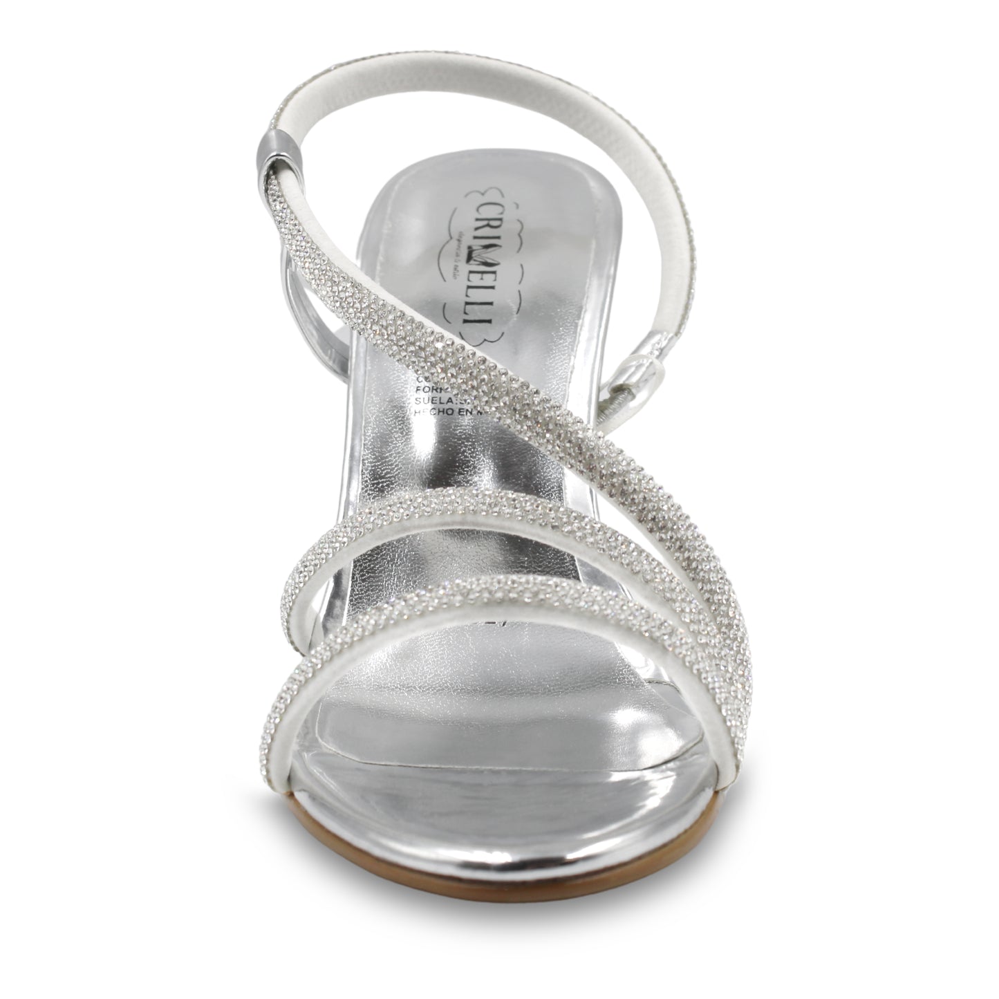 Sandalias de Tacón Stiletto Plateadas con Pedrería - CRIVELLI 2927