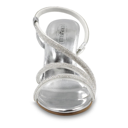 Sandalias de Tacón Stiletto Plateadas con Pedrería - CRIVELLI 2927