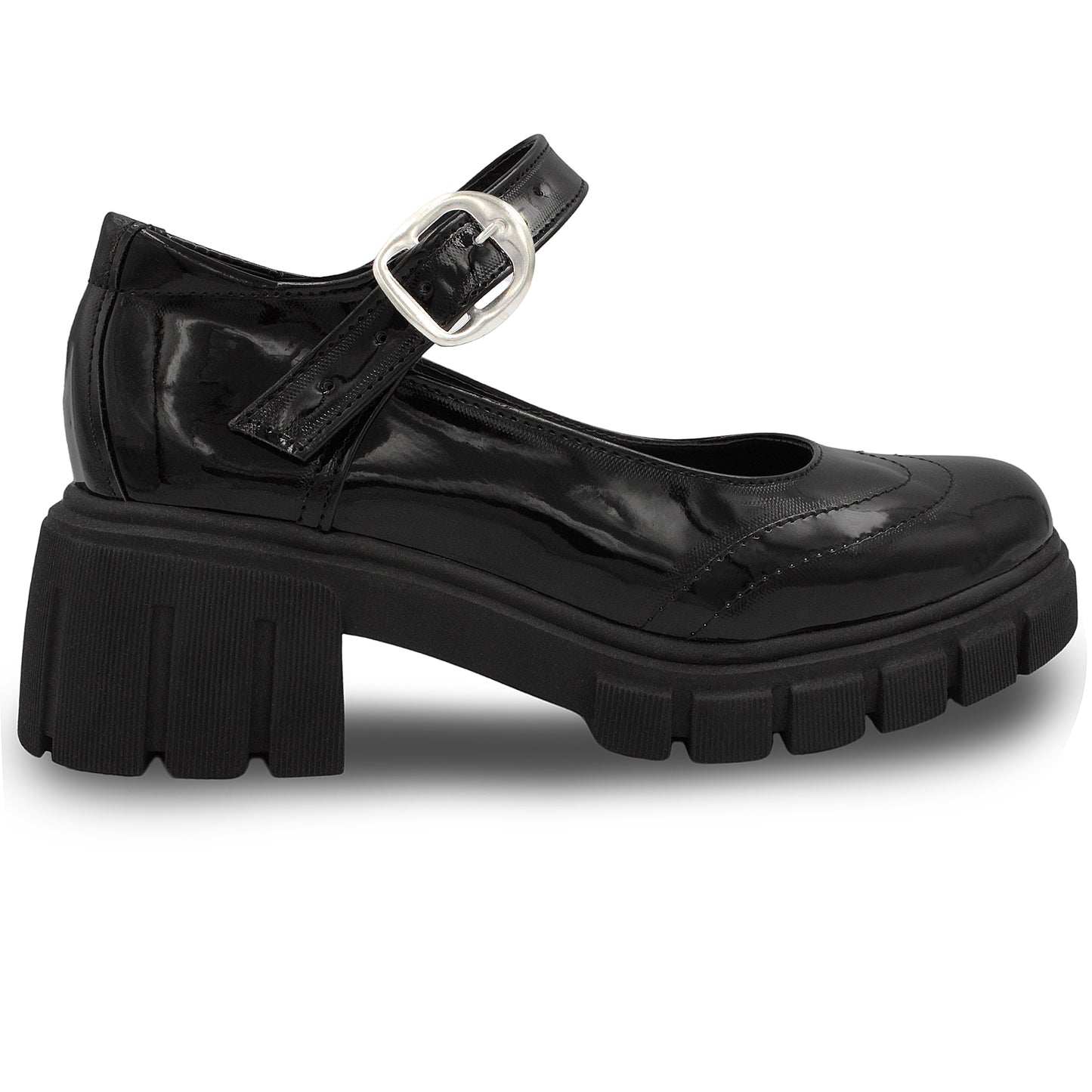 Zapato Escolar Tipo Mary Jane con Plataforma Gruesa-5501