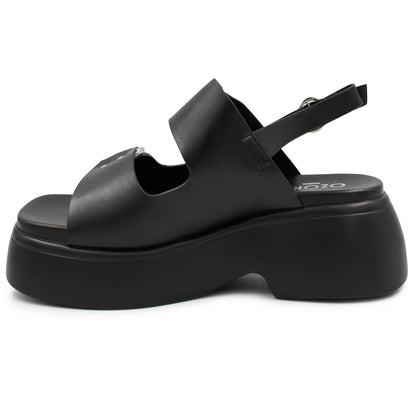 Sandalia doble tira color negro para dama CAPA DE OZONO - 671601