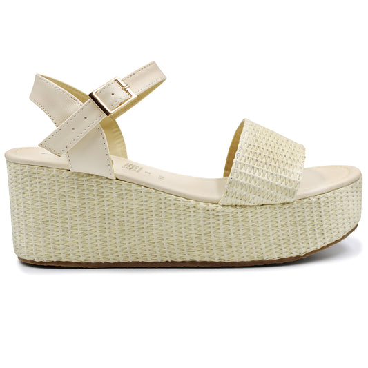 Sandalias de plataforma y junco ZENA para dama - 1640