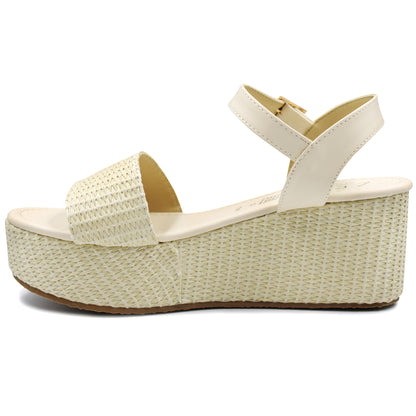 Sandalias de plataforma y junco ZENA para dama - 1640