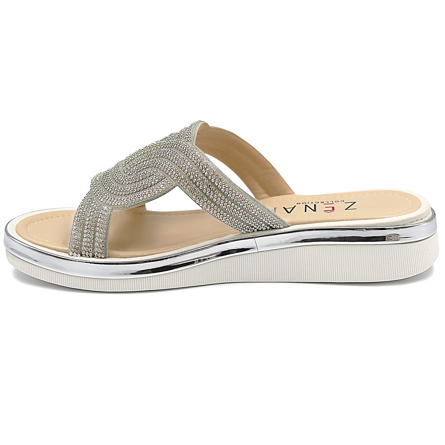 Sandalias Zena con pedrería plateada para dama - 900
