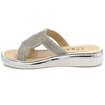 Sandalias Zena con pedrería plateada para dama - 900